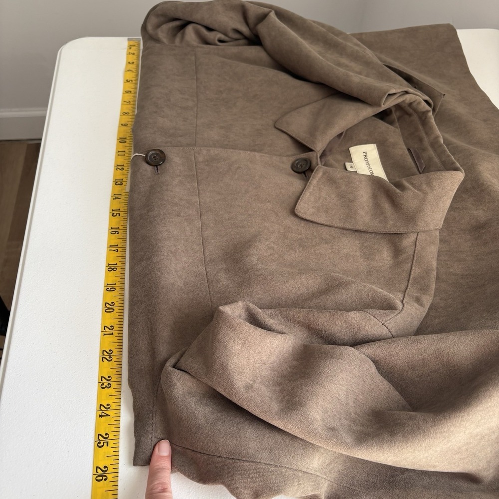 Pronto Uomo Men's Faux‎ Suede Jacket Size L Brown Button Up European Old Money - Picture 10 of 11